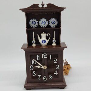 Vintage Cabinet Hutch Wall Kitchen Clock Brown Electric by Spartus 11"